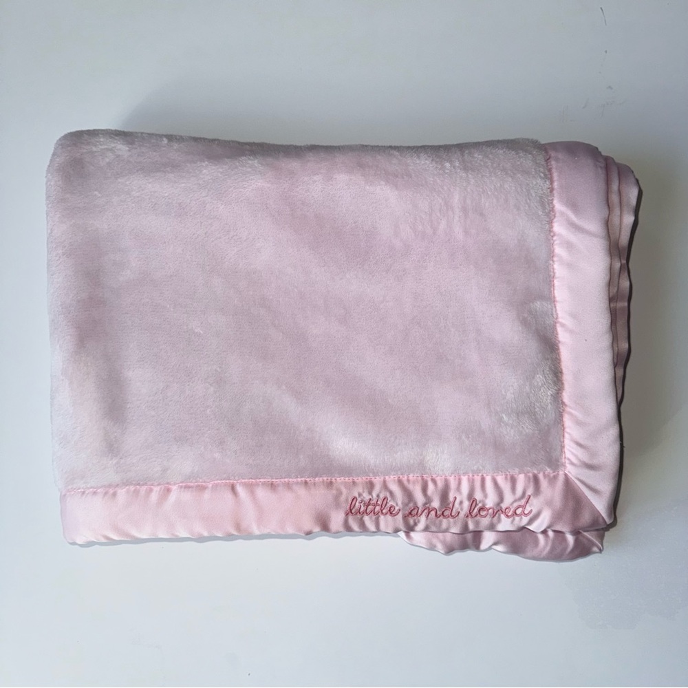 Carter's “Little And Loved” Pink Baby Blanket Silky Trim Lovey Security 40"X30”